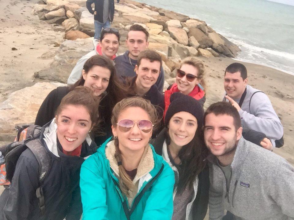 Students Jessica Vaillancourt, Marissa DeAngelis, Mae Hunt, Thomas Case, Maria Benitz, Matthew McKeon, Nicole DeRoche, Joe Geraghty, Aileen Callahan, and JT Nichols visit Tarquinia, Italy.