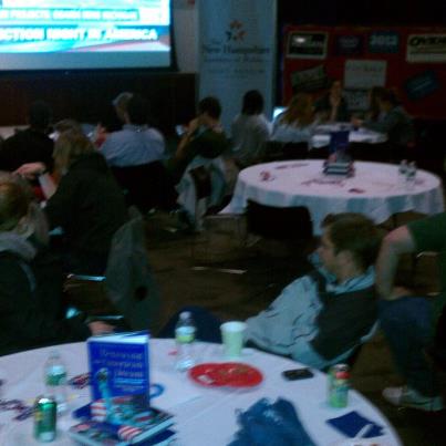 Students enjoy the watch party and await election results at NHIOP.