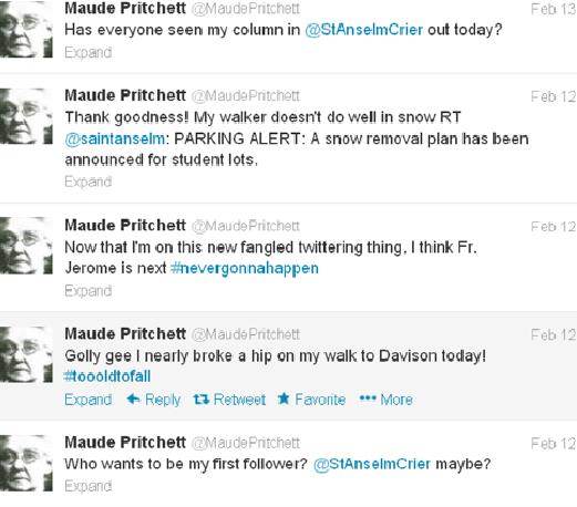 Follow @MaudePritchett on Twitter to read more of her entertaining tweets!