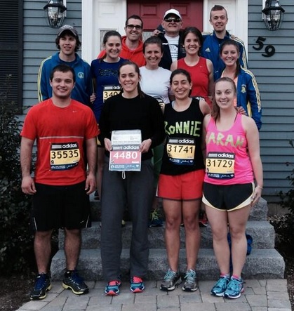 Six runners from the Hilltop gathered Monday before the Boston Marathon