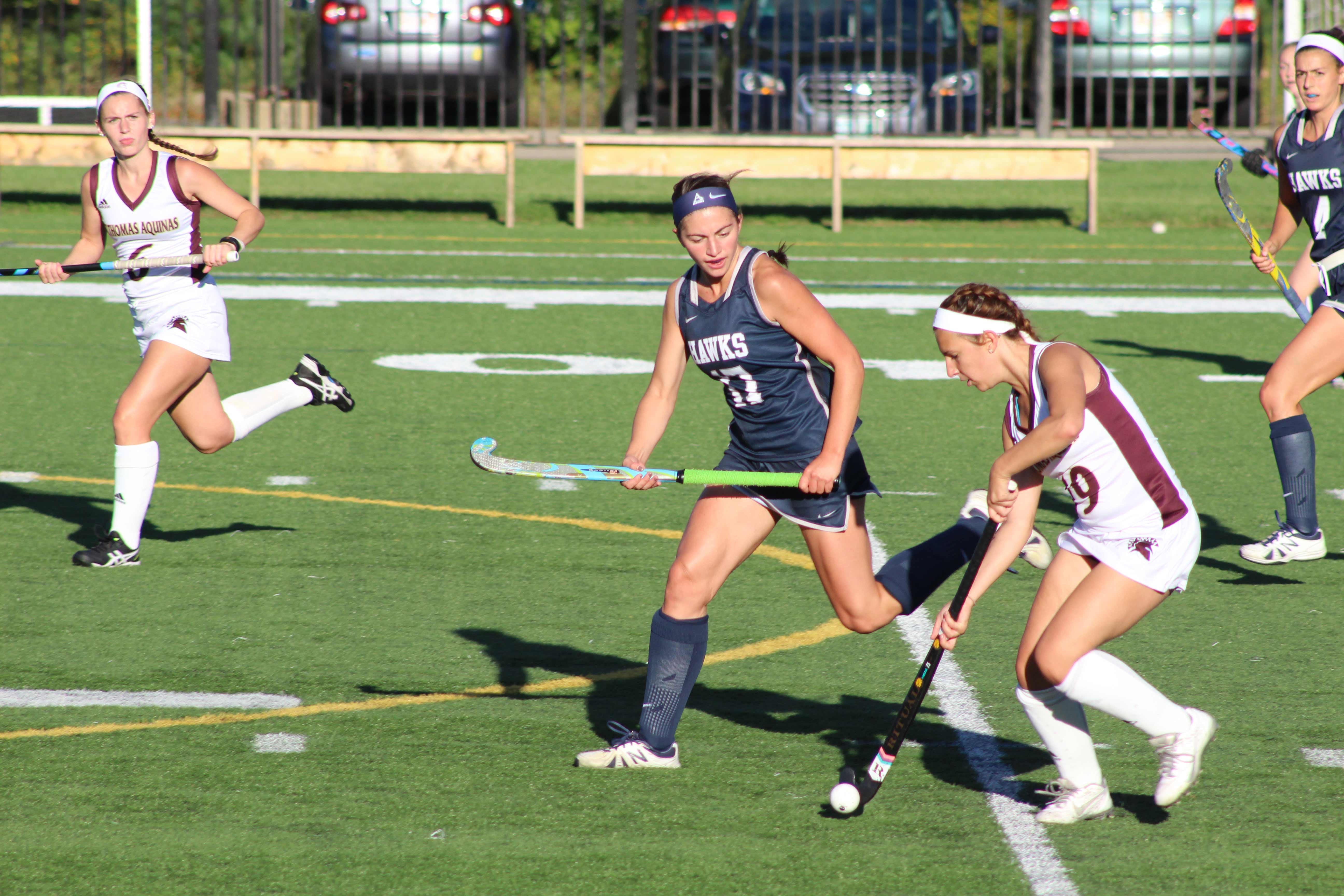 Rose Mooney looking for the steal against Thomas Aquinas in a game earlier this year.