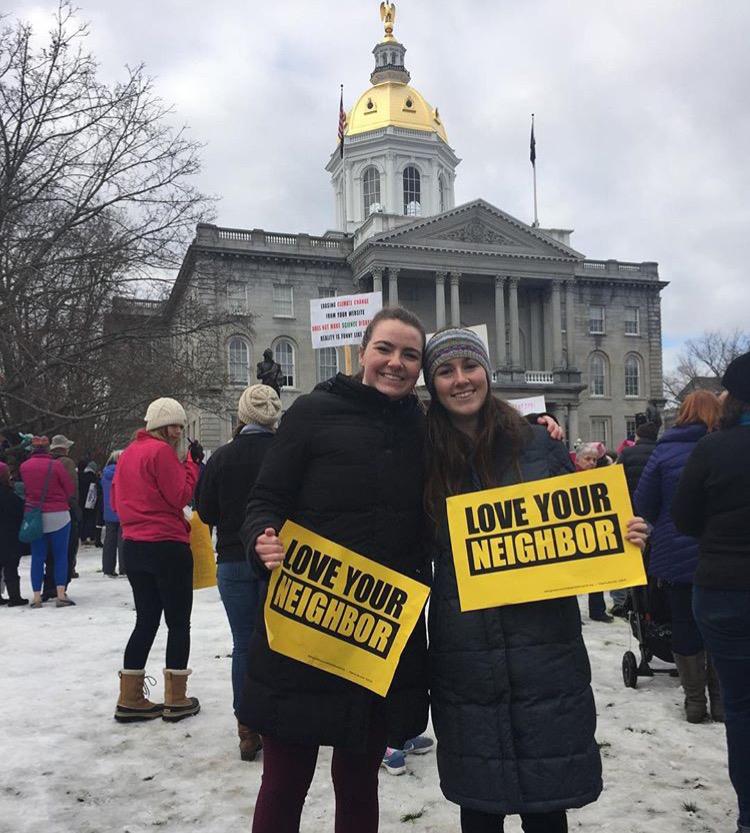 Seniors Katie Duane and Jackie Parece at Women’s March in Concord, N.H.