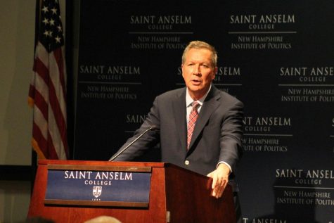 Governor John Kasich speaks at Saint A’s in April of 2017.