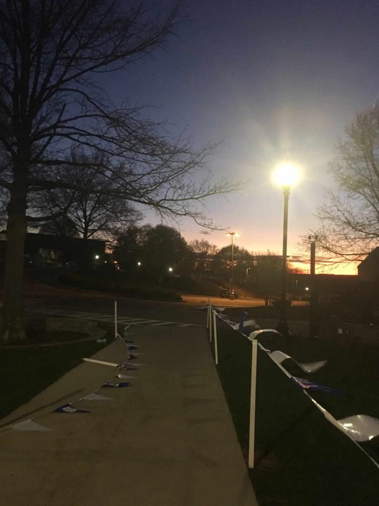 Sexual assault banners on the ground after spring weekend.