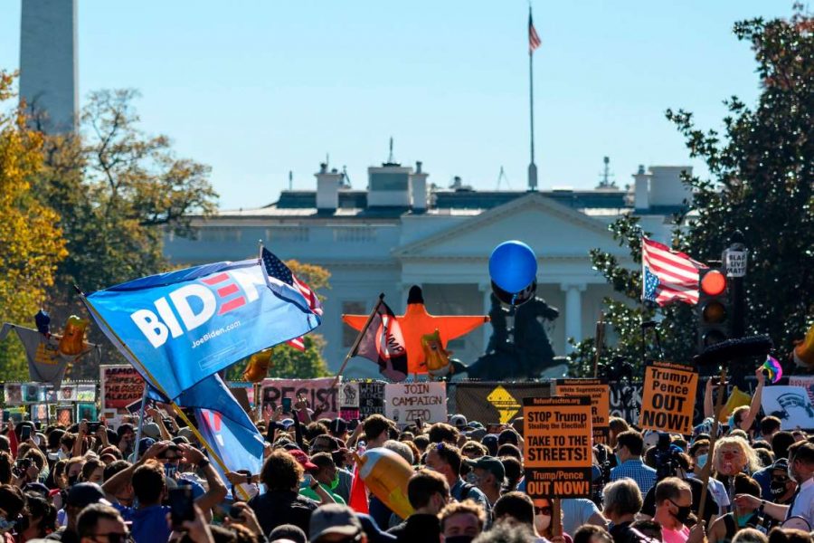 Biden supporters celebrate outside of the White House in Washington D.C. 