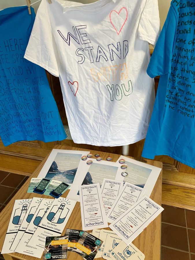 Messages from survivors and allies on display at Davison Hall as part of the 2022 Clothesline project