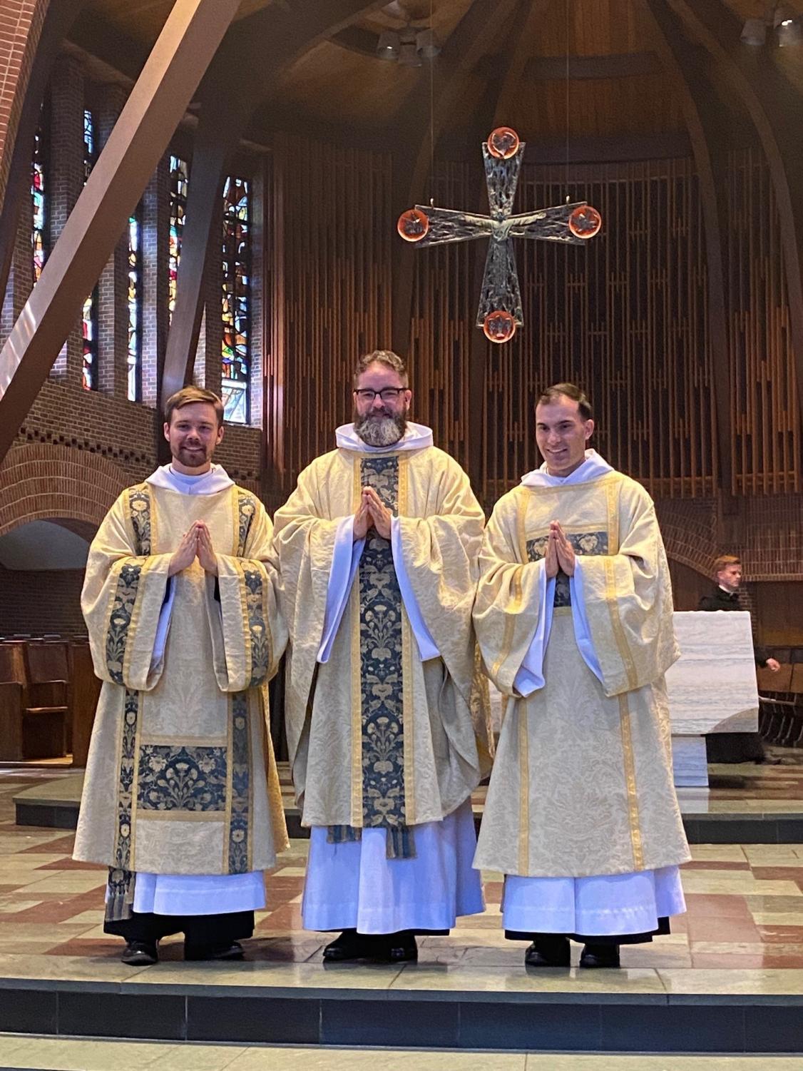 Campus community celebrates ordinations of Fathers Francis, Basil, and ...