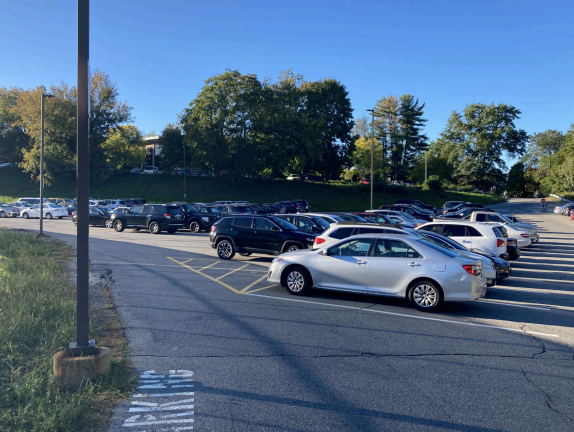 Resident parking lot next to Saint Anselm baseball field