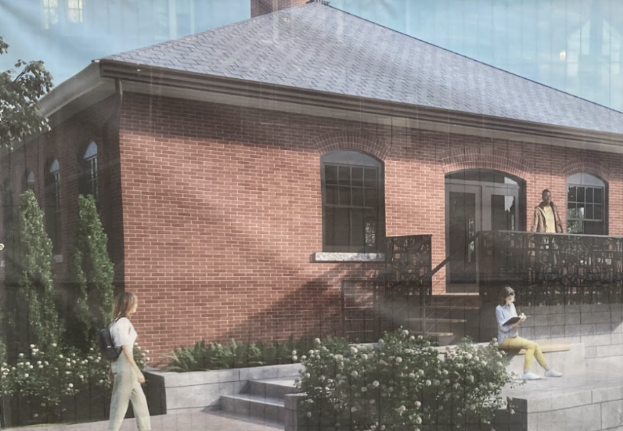 Projection of Gregory J. Grappone ‘04 Humanities Institute and courtyard set to be operational in fall 2023