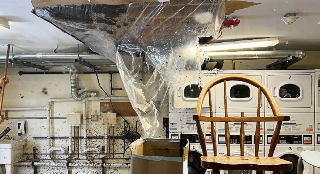 A burst pipe resulted in a collapsed ceiling in the Saint Benedict Court laundry facilities.