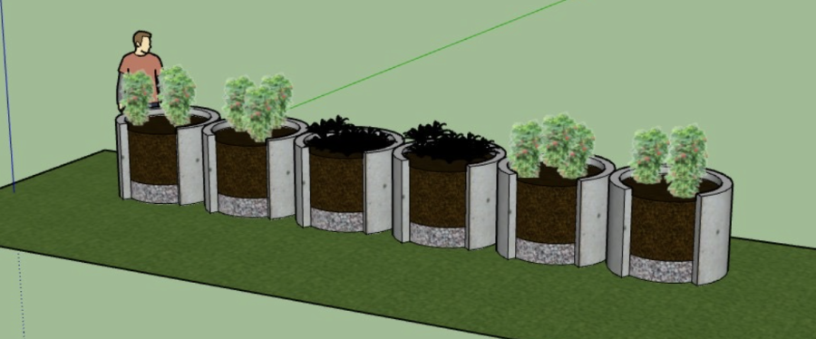 A digital rendering of the proposed community garden behind South Lot.