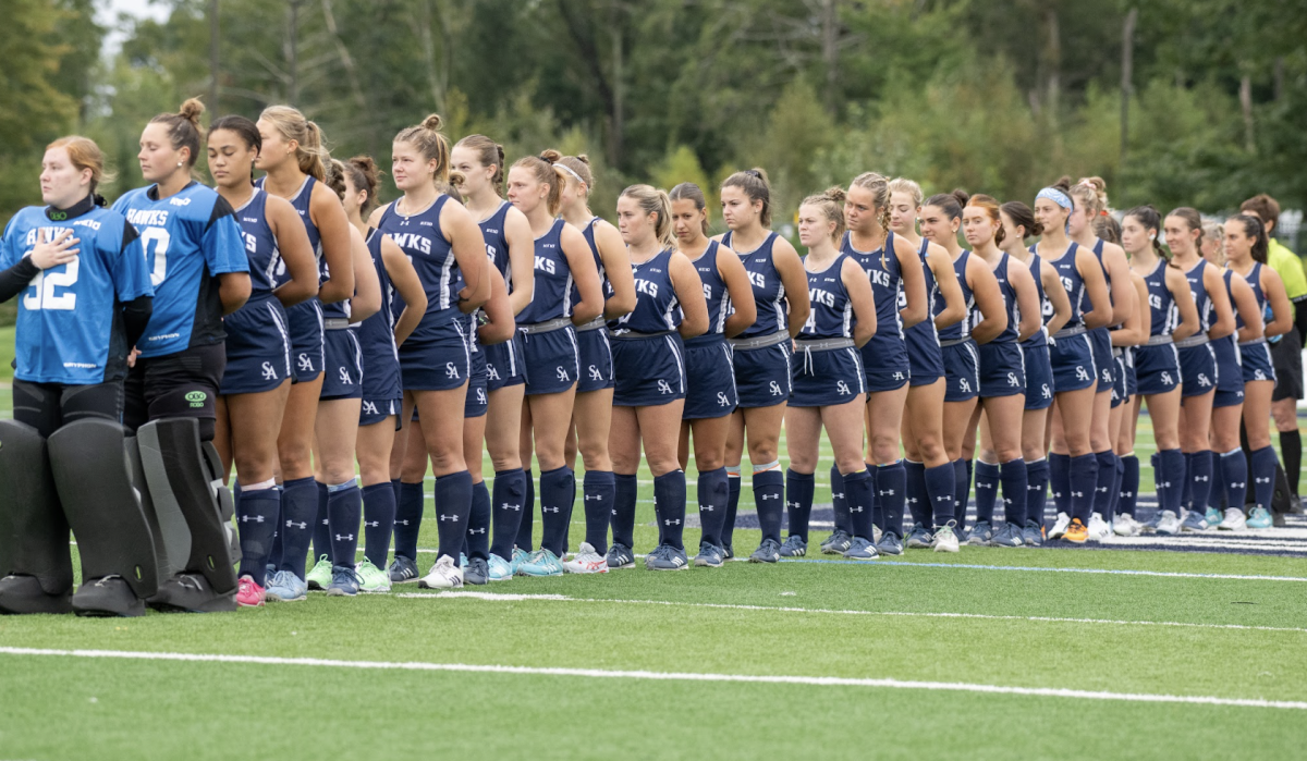 SAC Field Hockey team before matchup against Pace.