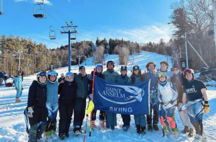 Saint Anselm Ski Team at a competition at Pats Peak in Henniker New Hampshire.