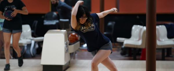 Junior Alexis Miller during a practice at Yankee Lanes in Goffstown, New Hampshire.
