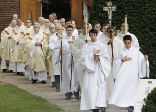 Procession after abbatial blessing of Abbot Mark Cooper O.S.B. in 2012.