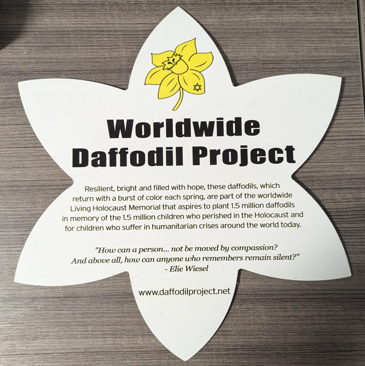  Daffodil Project sign displayed at Campus Ministry.