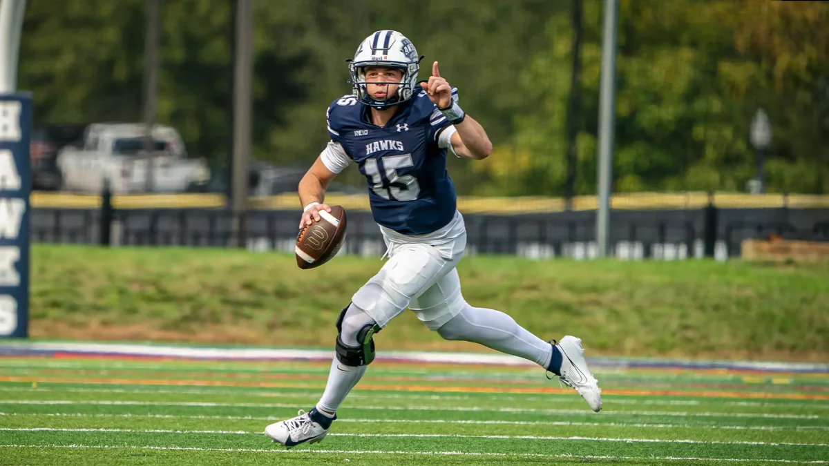 Sophpmore quarterback Drew Forkner in Franklin Pierce Game.