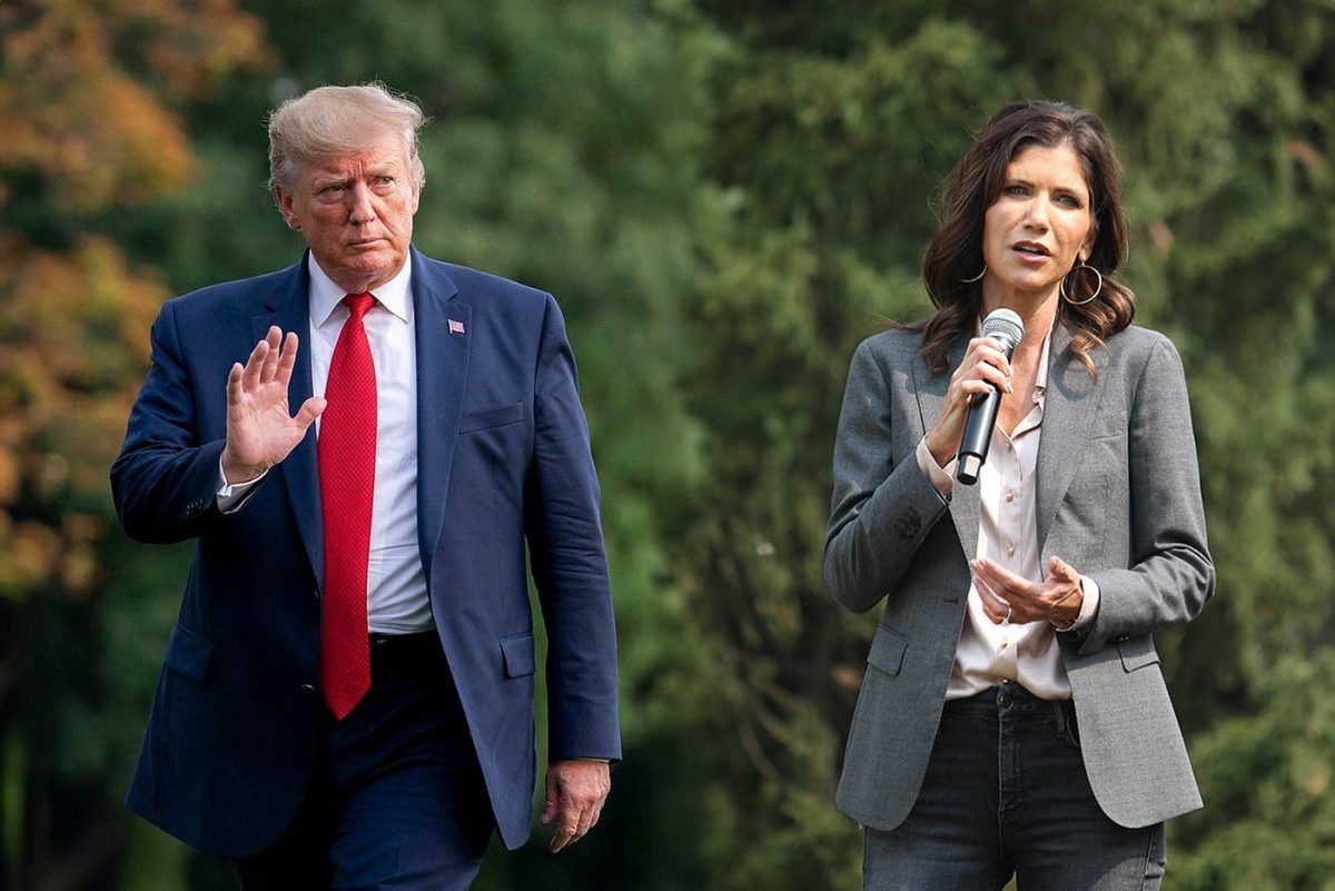 President-elect Trump with Kristi Noem, his pick for Homeland Security secretary.