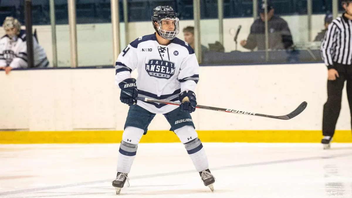 Men’s Ice Hockey Senior Captain, Chase Reynolds, during championship match.